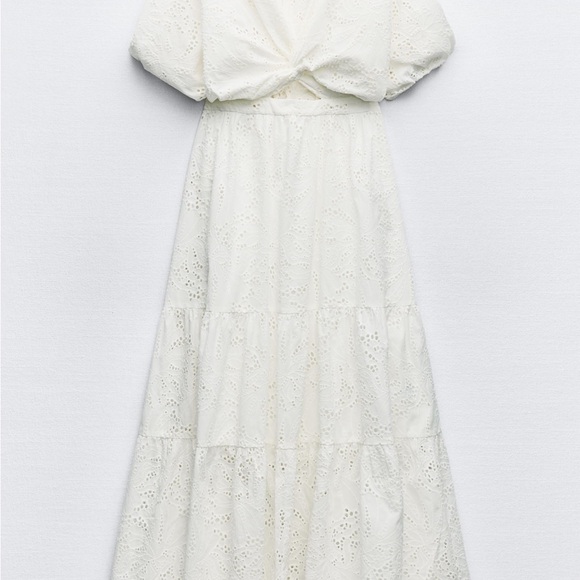 Zara White Eyelet Dress, size M - Picture 4 of 10